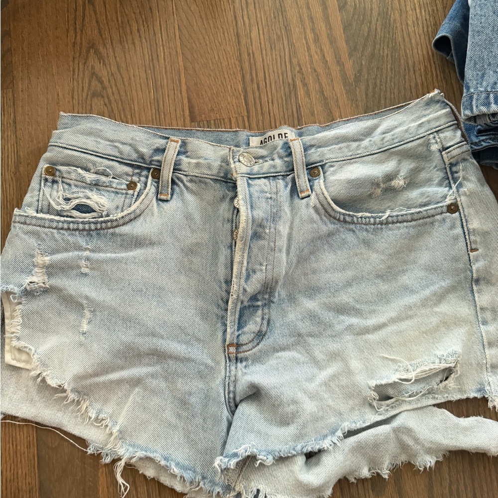 Agolde Faded Blue Jean Shorts